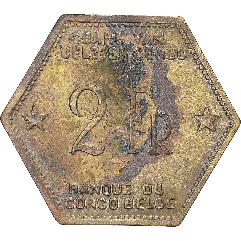 Coin, Belgian Congo, Leopold III, 2 Francs, 1943, Philadelphia, VF(20-25)
