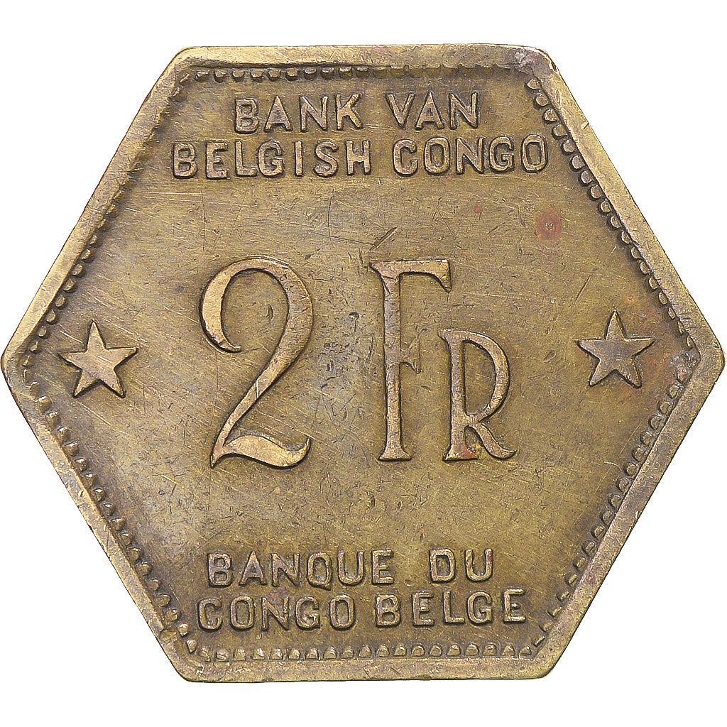 Coin, Belgian Congo, Leopold III, 2 Francs, 1943, Philadelphia, VF(30-35)