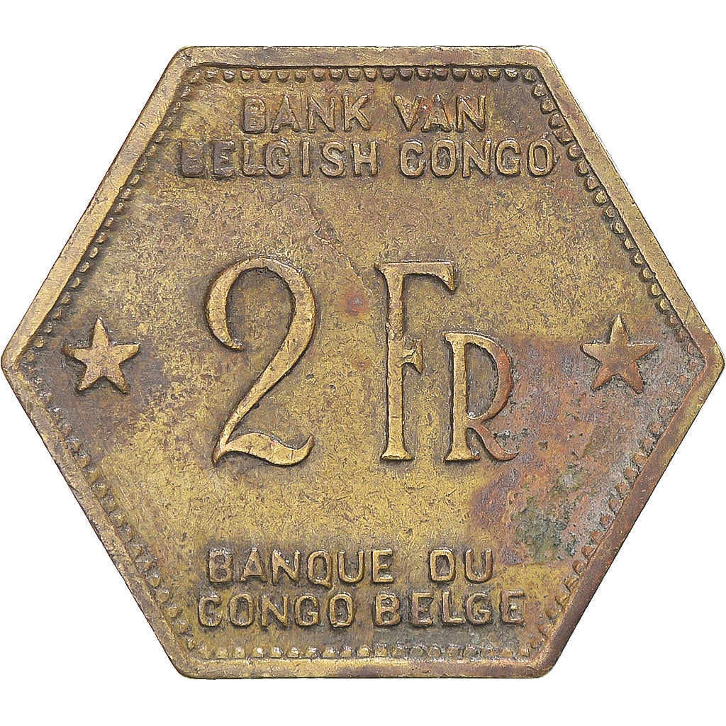 Coin, Belgian Congo, Leopold III, 2 Francs, 1943, Philadelphia, VF(30-35)