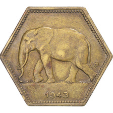 Coin, Belgian Congo, Leopold III, 2 Francs, 1943, Philadelphia, EF(40-45)