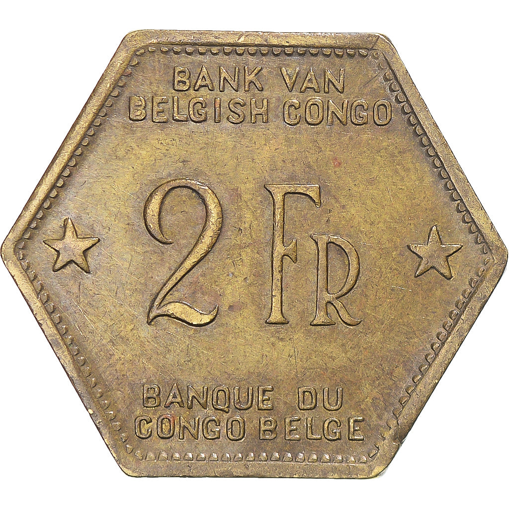 Coin, Belgian Congo, Leopold III, 2 Francs, 1943, Philadelphia, EF(40-45)