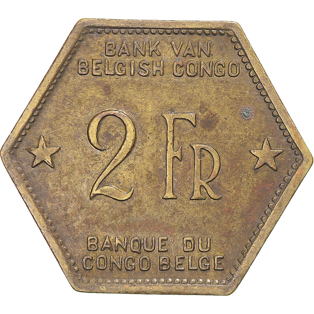 Coin, Belgian Congo, Leopold III, 2 Francs, 1943, Philadelphia, EF(40-45)