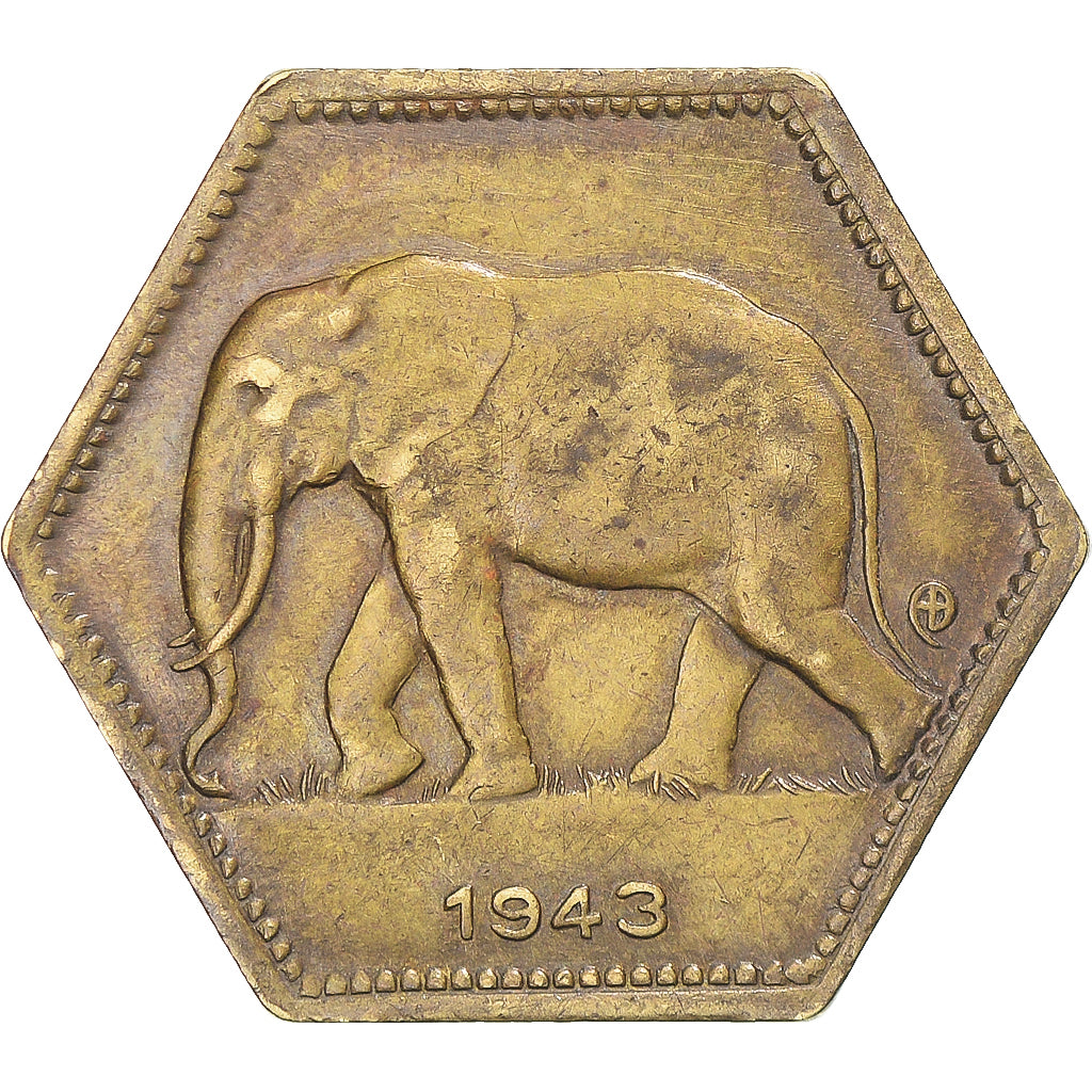 Coin, Belgian Congo, Leopold III, 2 Francs, 1943, Philadelphia, EF(40-45)