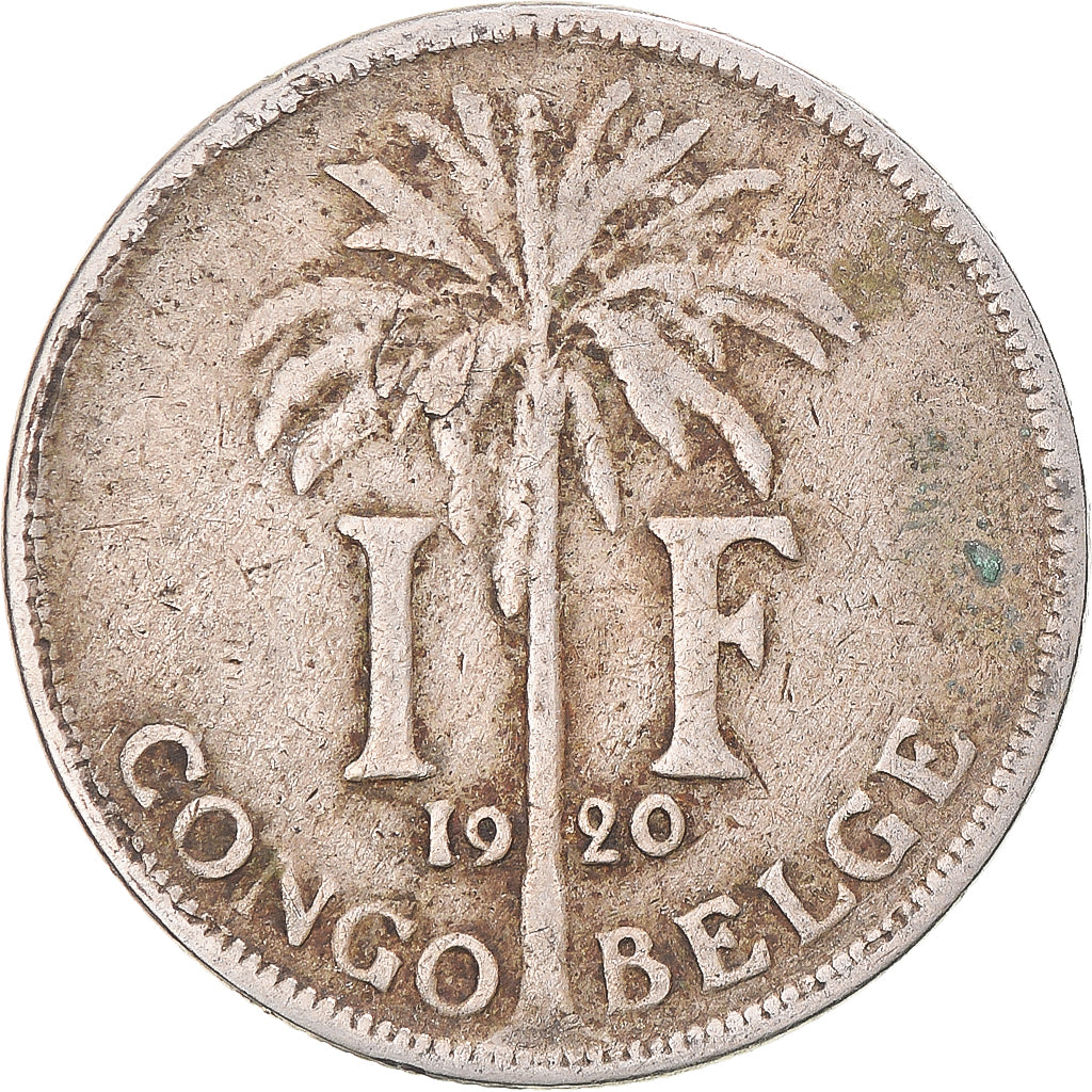 Coin, Belgian Congo, Albert I, Franc, 1920, VF(30-35), Copper-nickel, KM:20