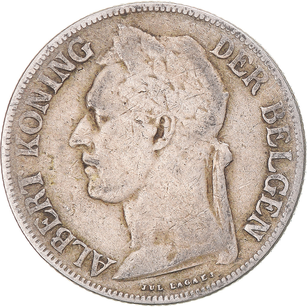 Coin, Belgian Congo, Albert I, Franc, 1921, VF(30-35), Copper-nickel, KM:21