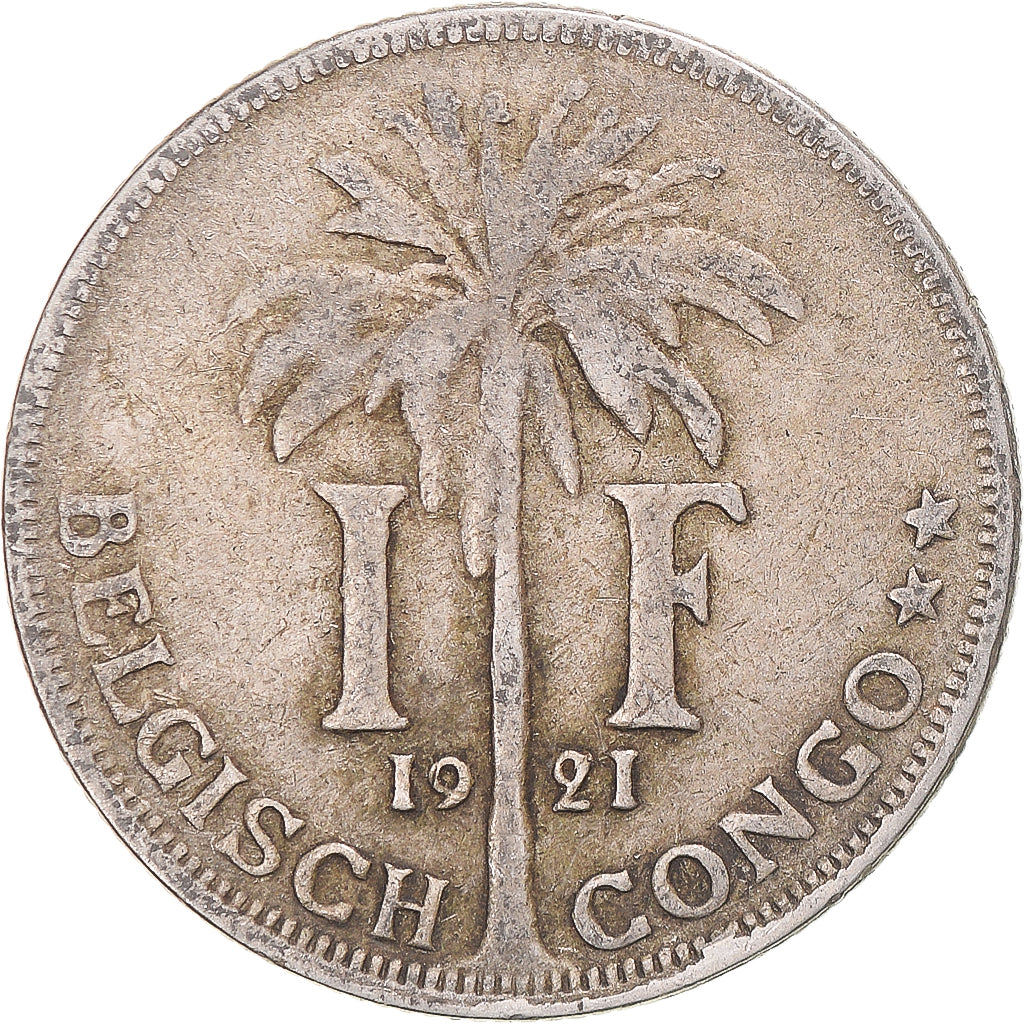 Coin, Belgian Congo, Albert I, Franc, 1921, VF(30-35), Copper-nickel, KM:21