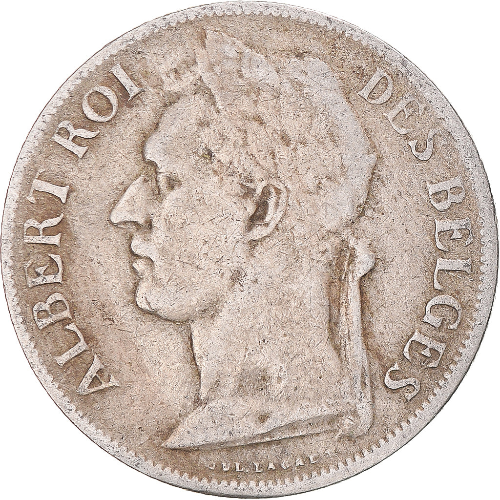 Coin, Belgian Congo, Albert I, Franc, 1922, VF(30-35), Copper-nickel, KM:20
