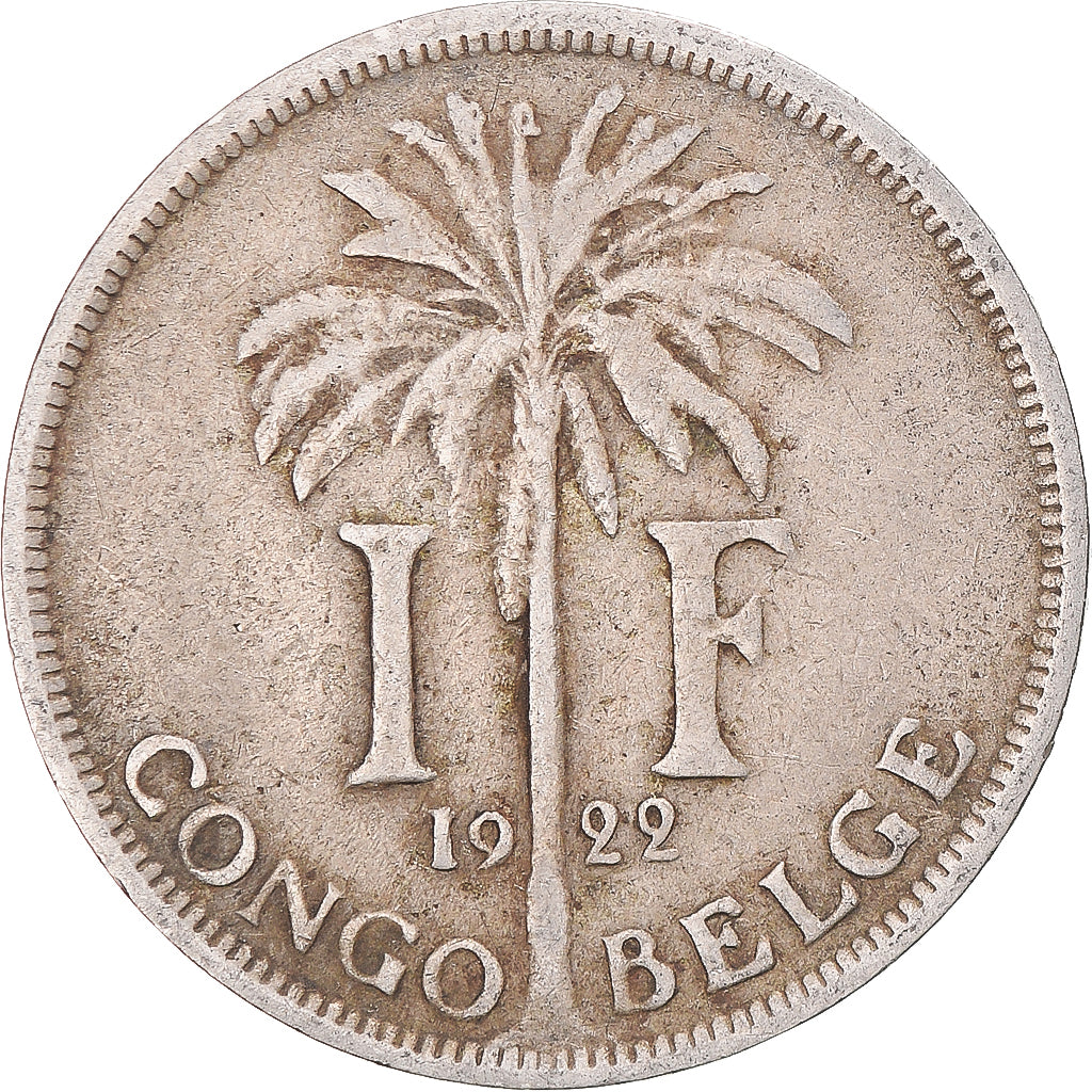 Coin, Belgian Congo, Albert I, Franc, 1922, VF(30-35), Copper-nickel, KM:20