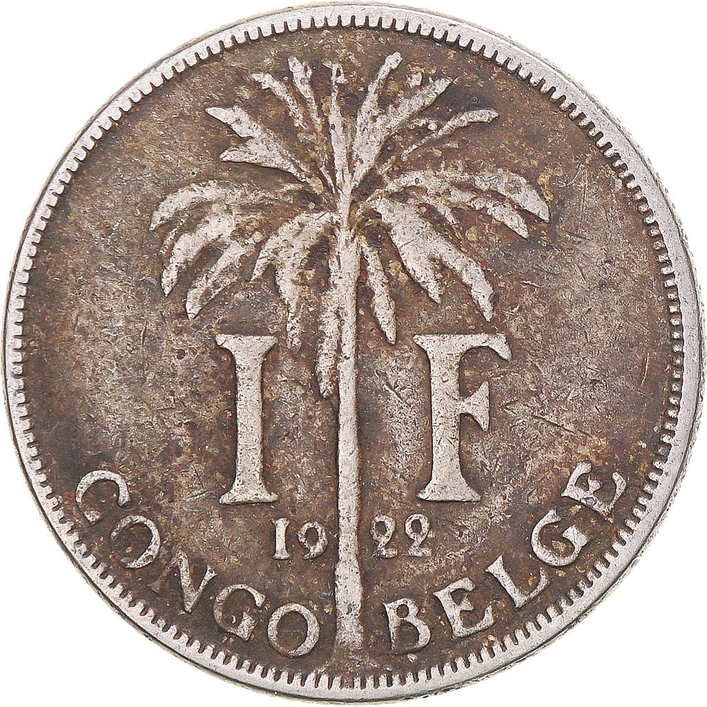 Coin, Belgian Congo, Albert I, Franc, 1922, VF(30-35), Copper-nickel, KM:20