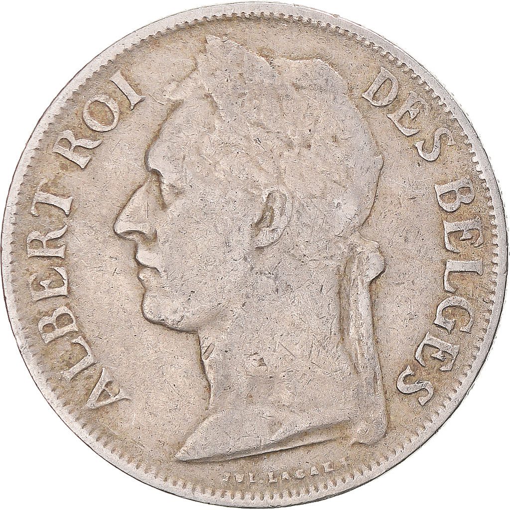 Coin, Belgian Congo, Albert I, Franc, 1924, VF(30-35), Copper-nickel, KM:20
