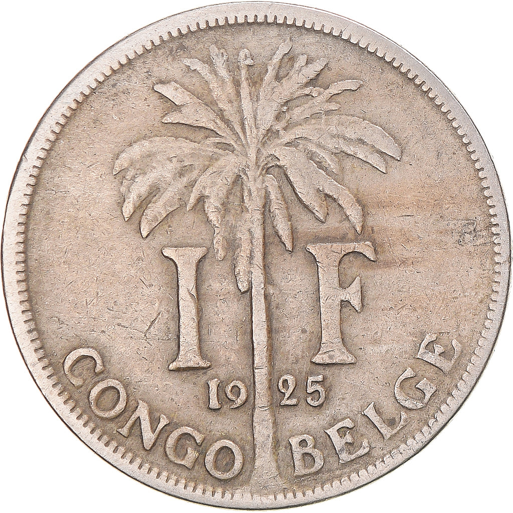Coin, Belgian Congo, Albert I, Franc, 1925, VF(30-35), Copper-nickel, KM:20