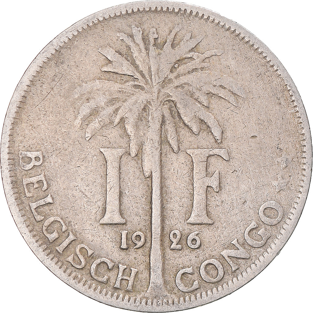 Coin, Belgian Congo, Albert I, Franc, 1926, VF(30-35), Copper-nickel, KM:21