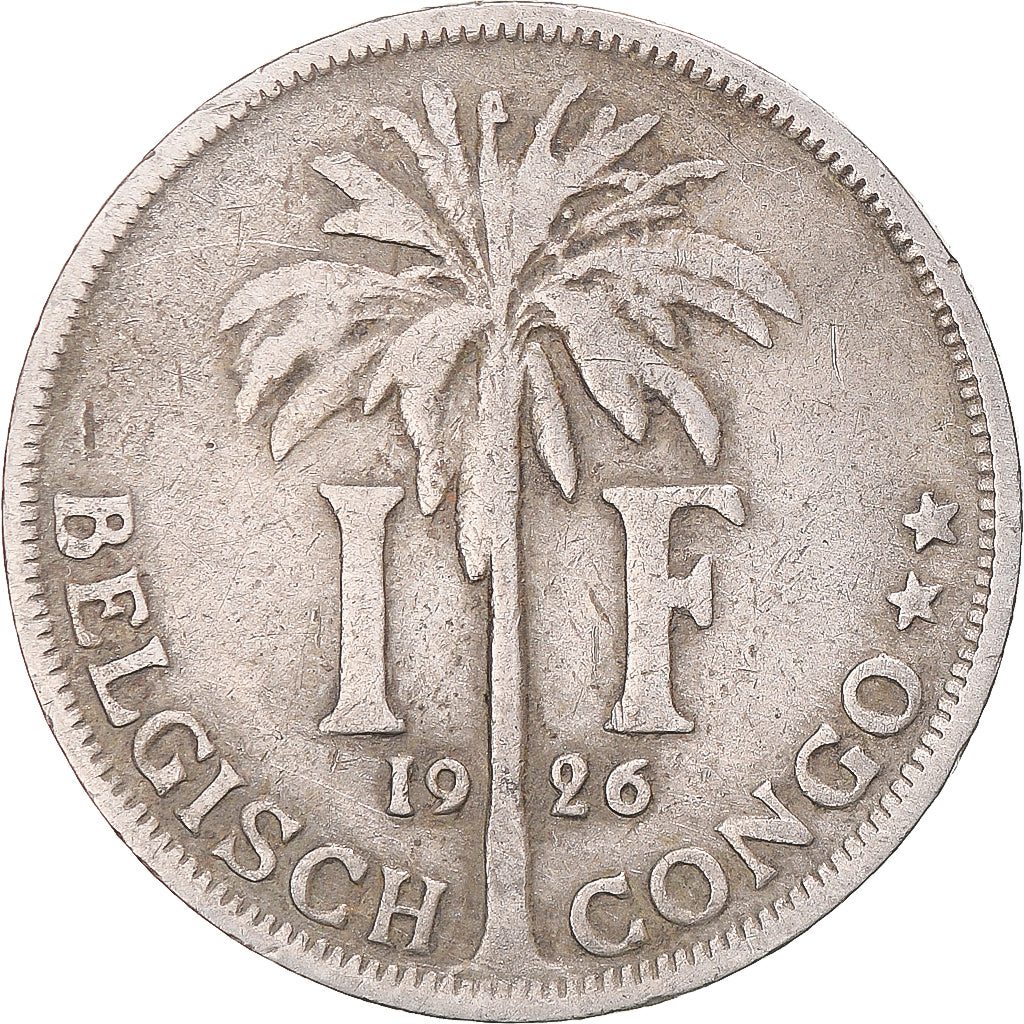 Coin, Belgian Congo, Albert I, Franc, 1926, VF(30-35), Copper-nickel, KM:21