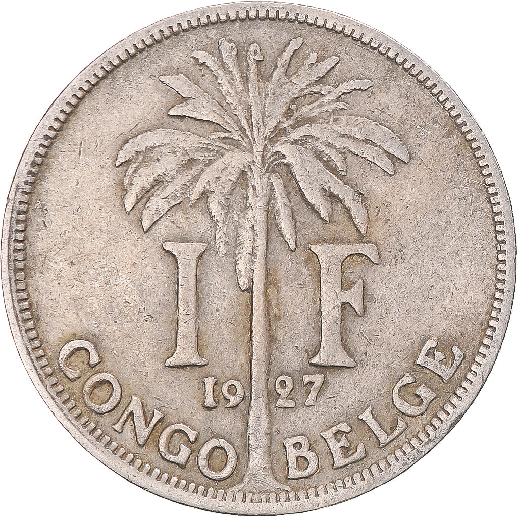 Coin, Belgian Congo, Albert I, Franc, 1927, EF(40-45), Copper-nickel, KM:20