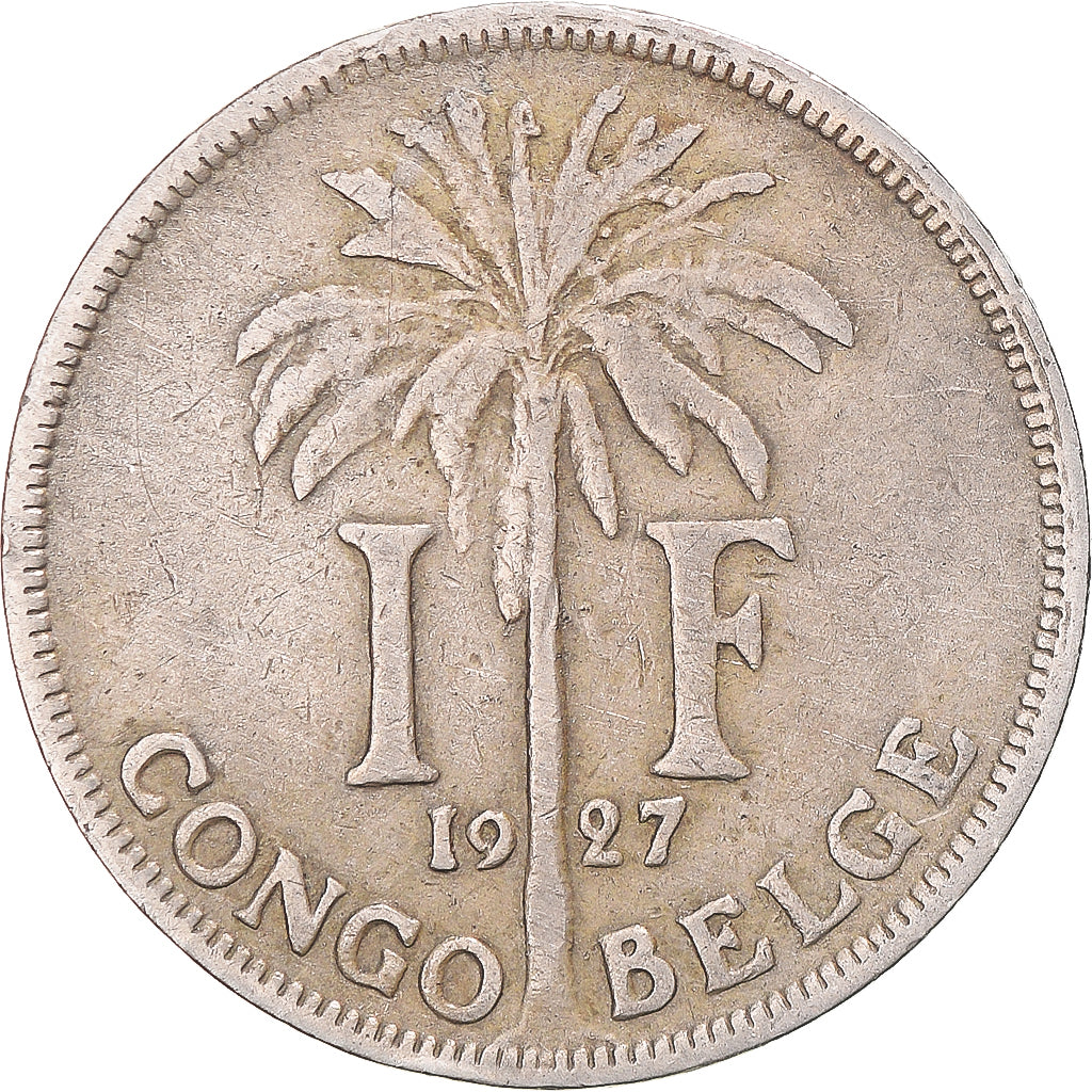 Coin, Belgian Congo, Albert I, Franc, 1927, VF(30-35), Copper-nickel, KM:20