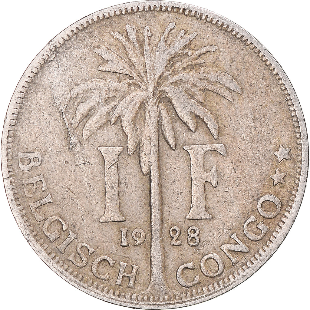 Coin, Belgian Congo, Albert I, Franc, 1928, EF(40-45), Copper-nickel, KM:21