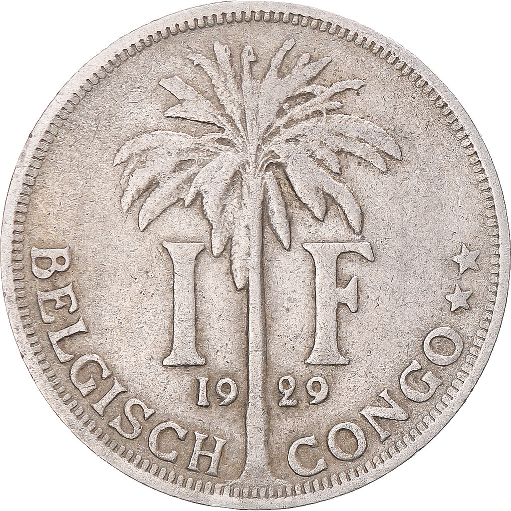 Coin, Belgian Congo, Albert I, Franc, 1929, VF(30-35), Copper-nickel, KM:21