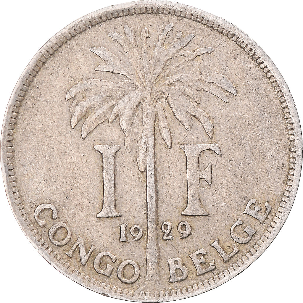 Coin, Belgian Congo, Albert I, Franc, 1929, EF(40-45), Copper-nickel, KM:20