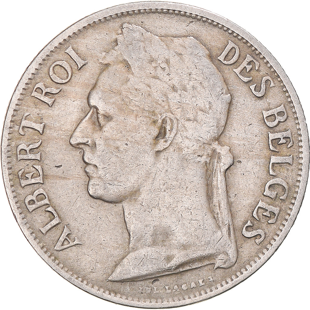 Coin, Belgian Congo, Albert I, Franc, 1929, VF(30-35), Copper-nickel, KM:20