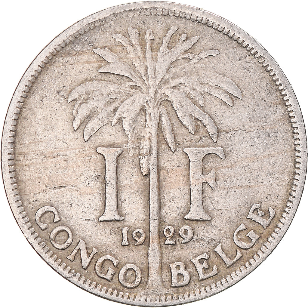 Coin, Belgian Congo, Albert I, Franc, 1929, VF(30-35), Copper-nickel, KM:20