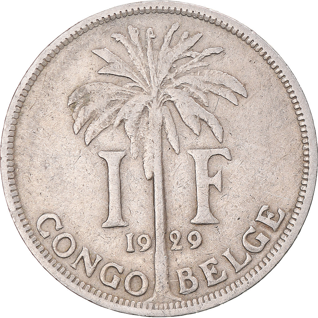 Coin, Belgian Congo, Albert I, Franc, 1929, VF(30-35), Copper-nickel, KM:20