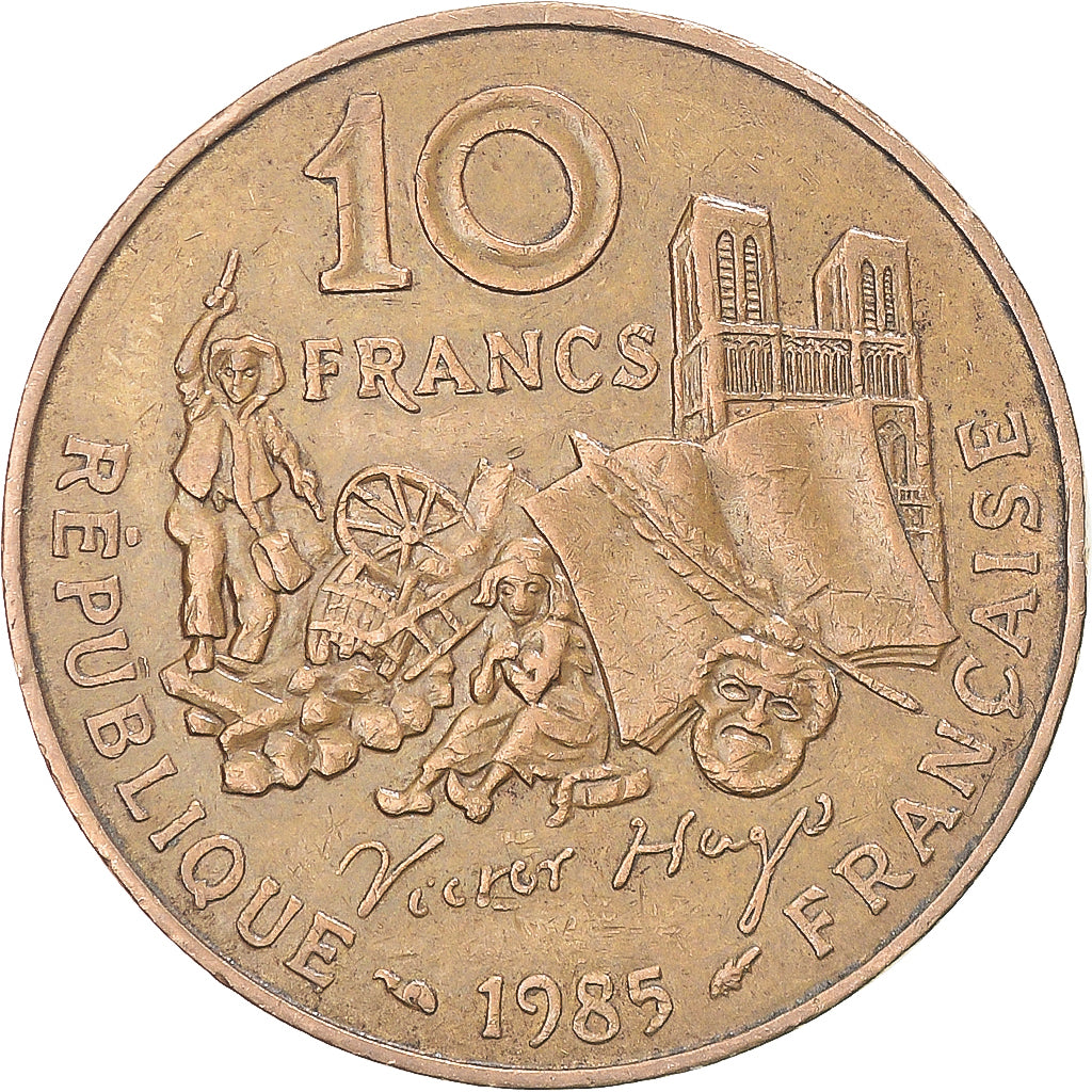 Moneta, Francja, Victor Hugo, 10 Francs, 1985, Pessac, Tranche A, AU(50-53)