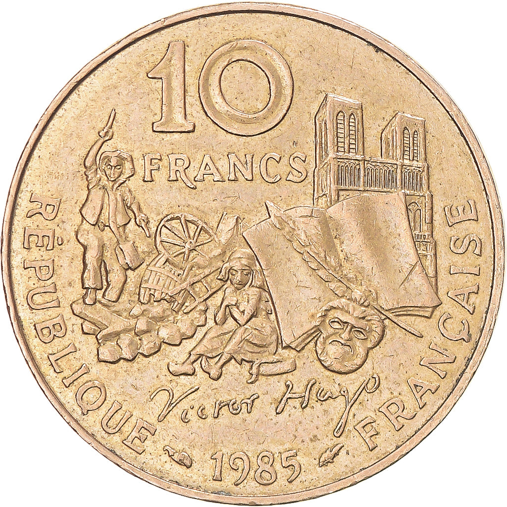 Moneda, Francia, Victor Hugo, 10 Francs, 1985, Pessac, Tranche A, EBC, Níquel -