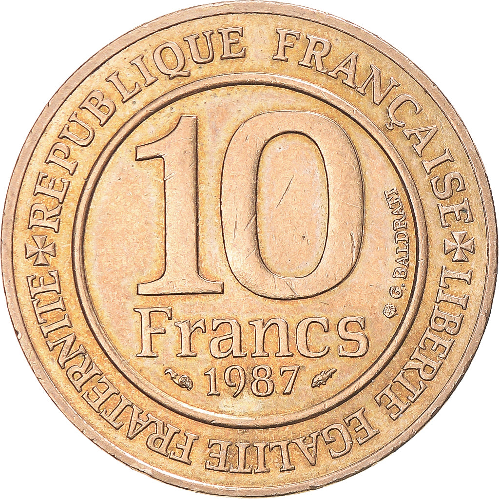 Moneda, Francia, Hugues Capet, 10 Francs, 1987, Pessac, EBC, Níquel - bronce