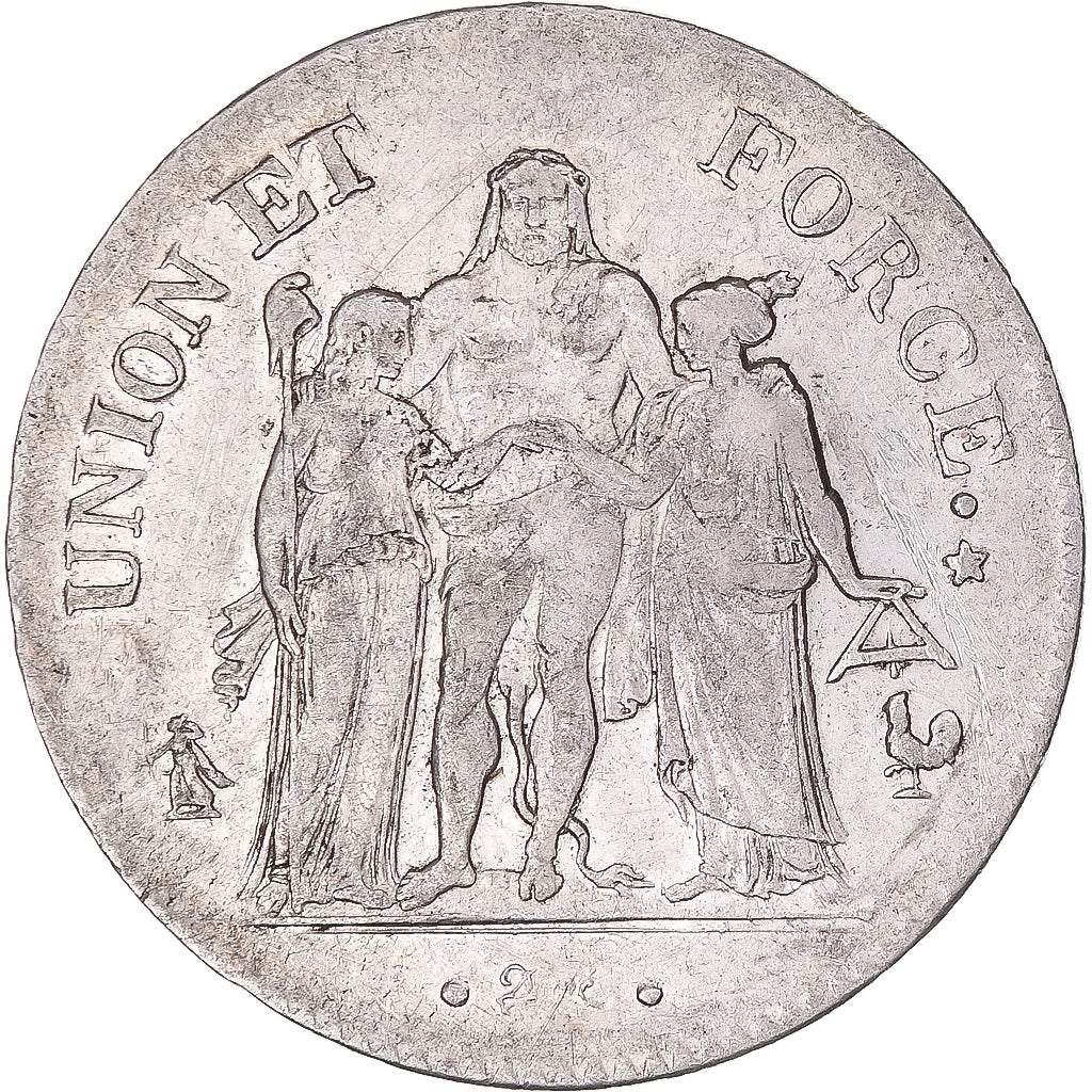 Munten, Frankrijk, Union et Force, 5 Francs, AN 8 (1799-1800), Paris, ZF+