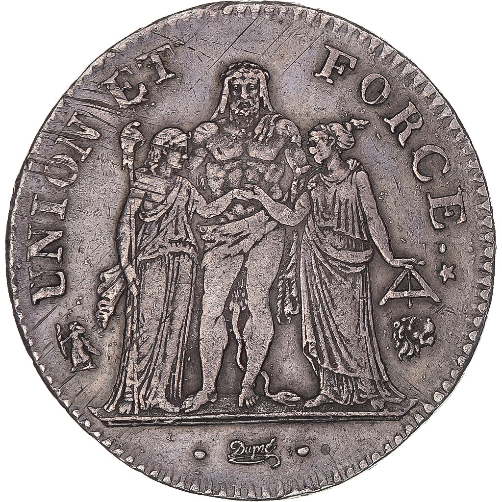 Francia, 5 Francs, Union et Force, AN 7 (1798-1799), Bayonne, Argento, SPL-