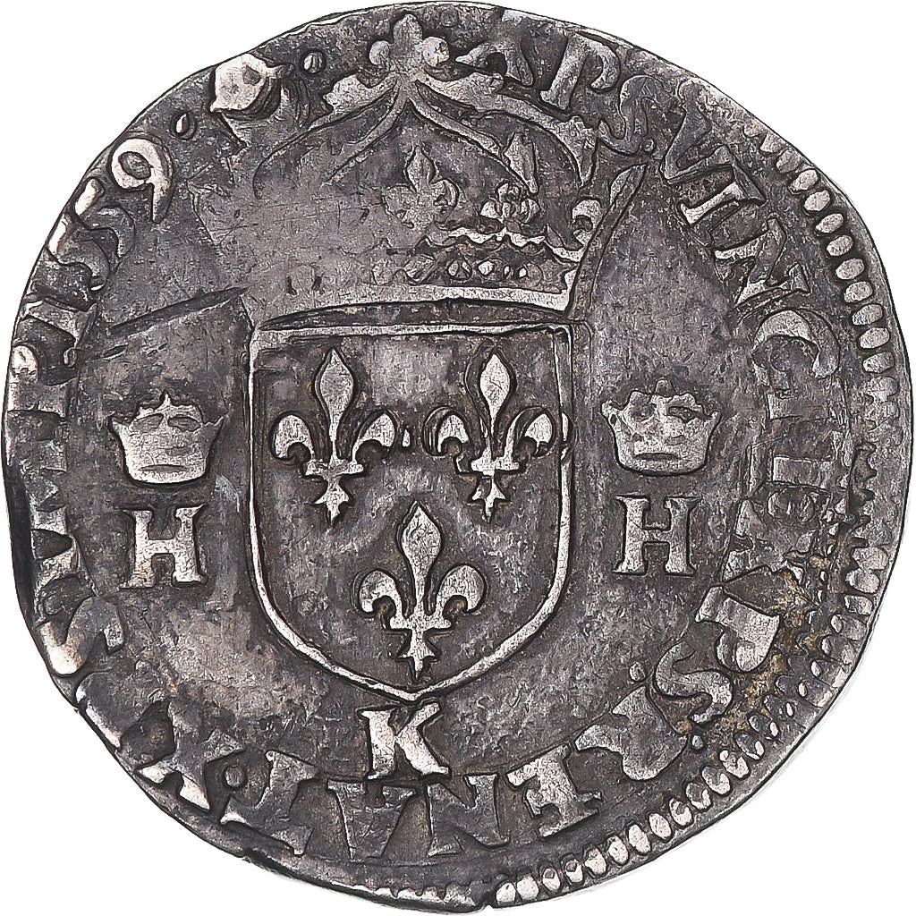 Moneta, Francja, Henri II, Teston, 1559, Bordeaux, AU(50-53), Srebro