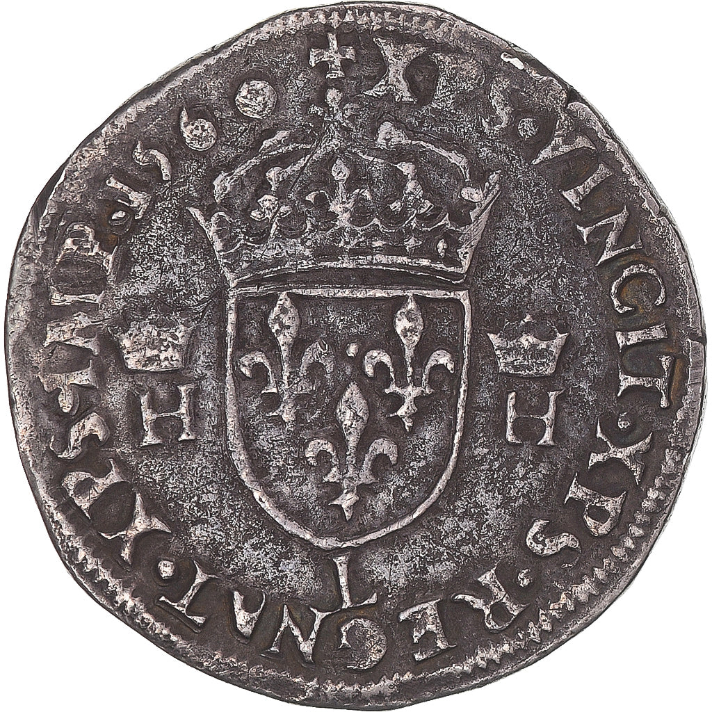 Moneta, Francja, Henri II, Teston au buste lauré, 2e type, 1560, Bayonne