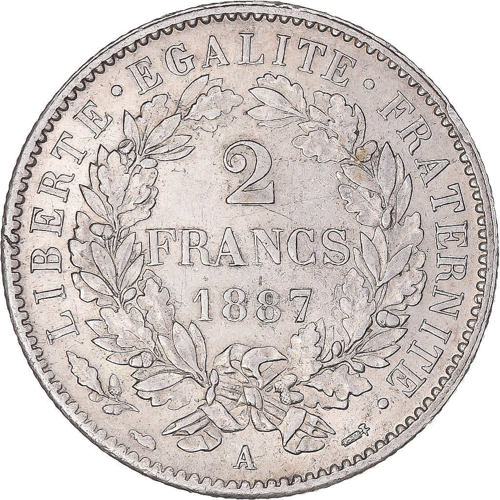 Munten, Frankrijk, Cérès, 2 Francs, 1887, Paris, PR, Zilver, KM:817.1