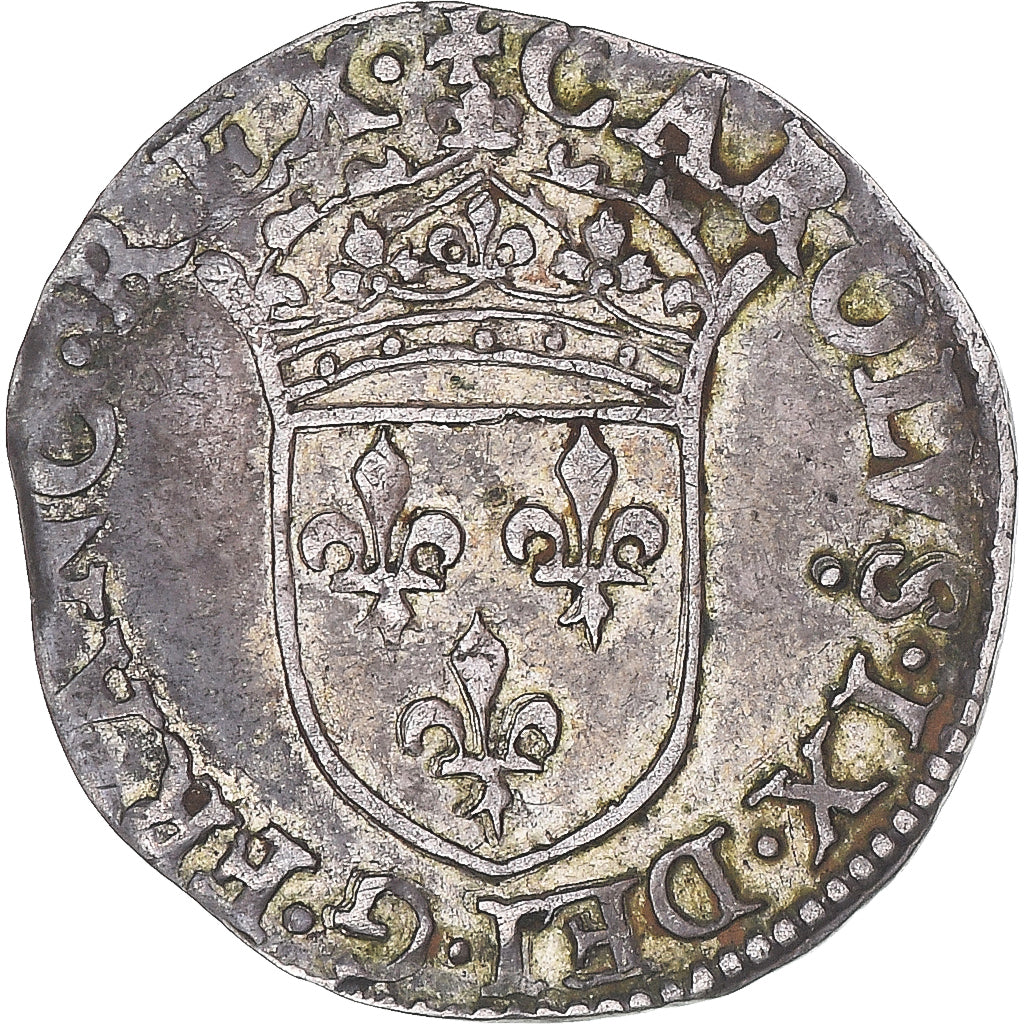 Coin, France, Charles IX, Sol Parisis, 1565, Poitiers, AU(50-53), Billon