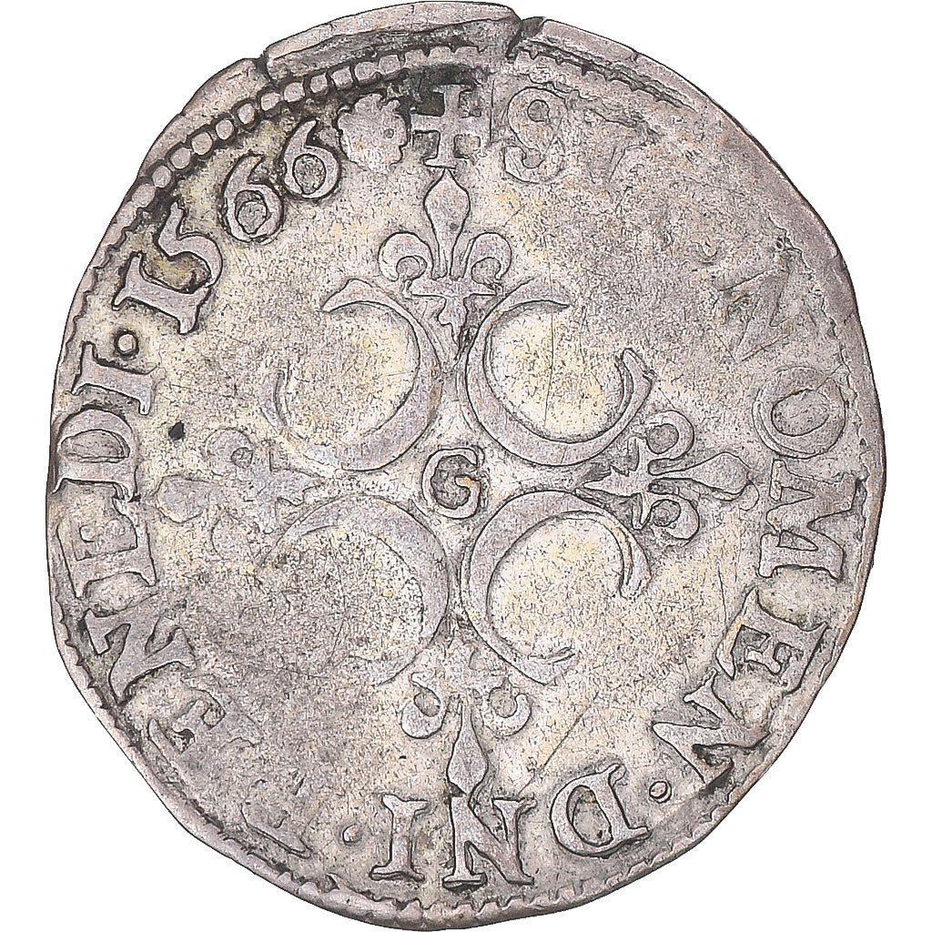Moeda, França, Charles IX, Sol Parisis, 1566, Poitiers, AU(50-53), Lingote