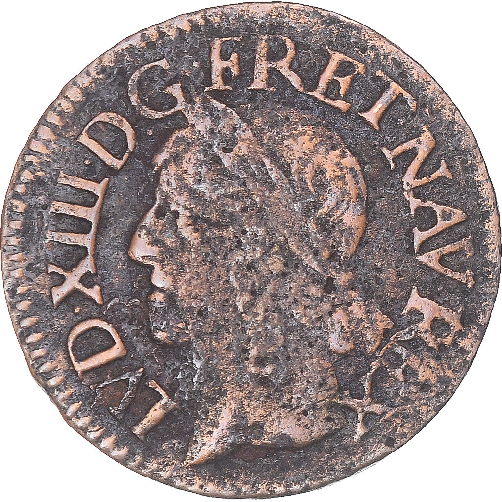 Coin, France, Louis XIII, Double tournois de Warin, tête à gauche, Double