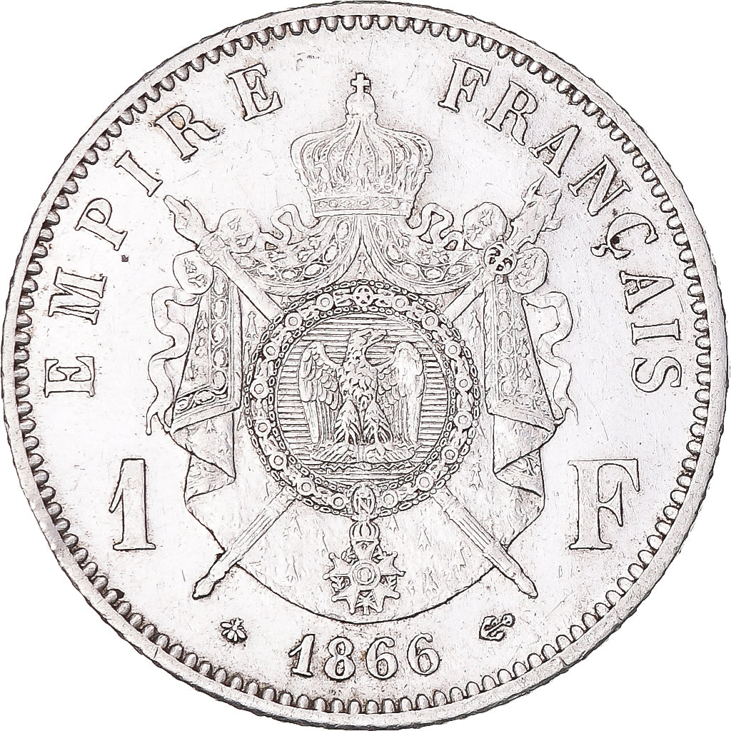 Münze, Frankreich, Napoleon III, Franc, 1866, Paris, SS+, Silber, KM:806.1