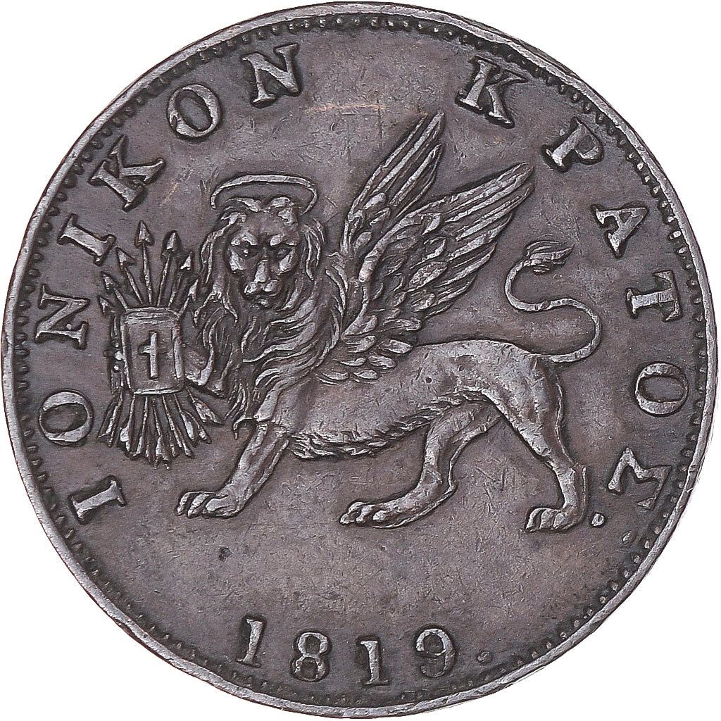 Coin, IONIAN ISLANDS, 2 Lepta, 1819, AU(50-53), Copper, KM:31