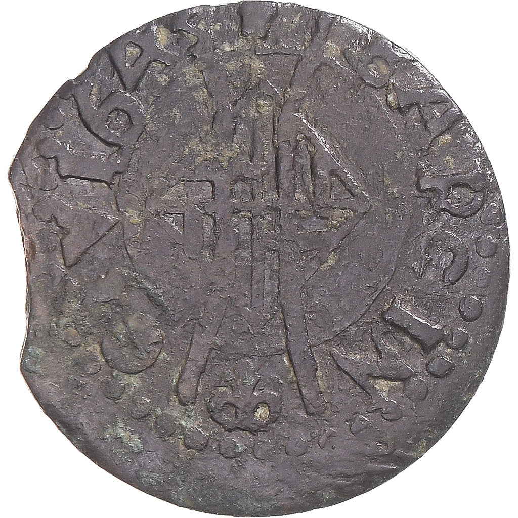 Moneda, España, CATALONIA, Louis XIII, Seiseno, 1643, Barcelona, BC+, Cobre