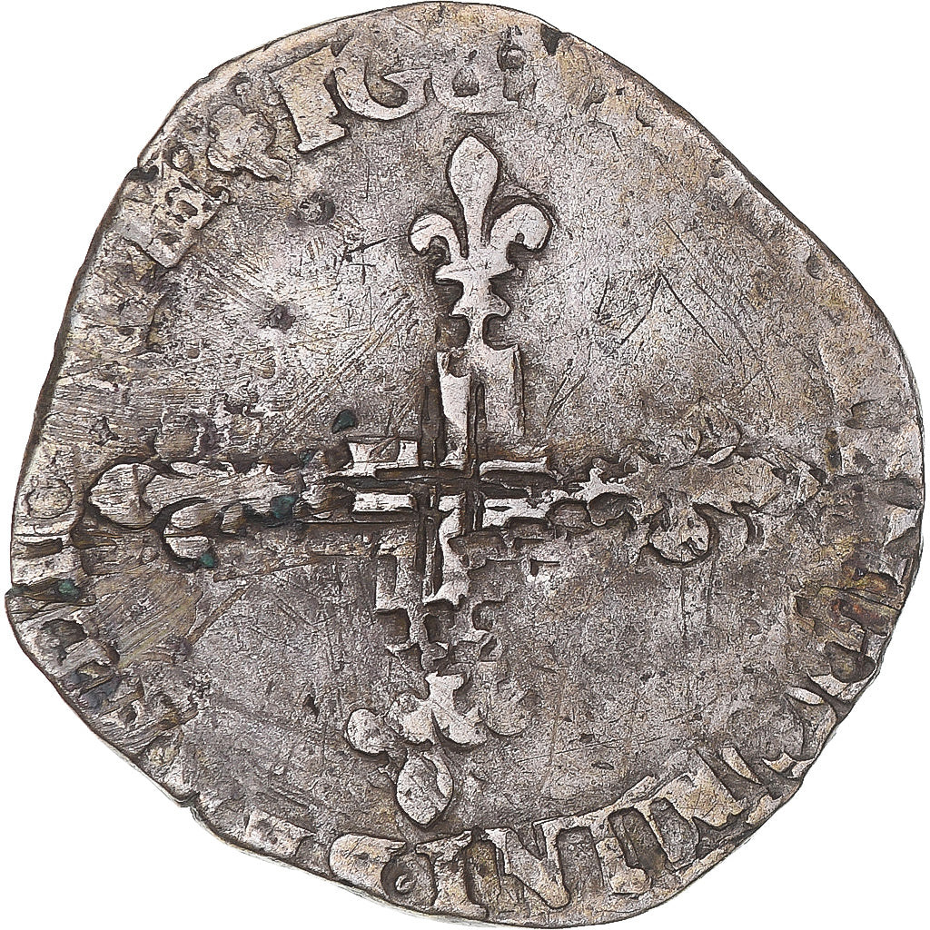 Moneda, Francia, Henri III, Double Sol Parisis, 1578, Lyon, BC+, Vellón