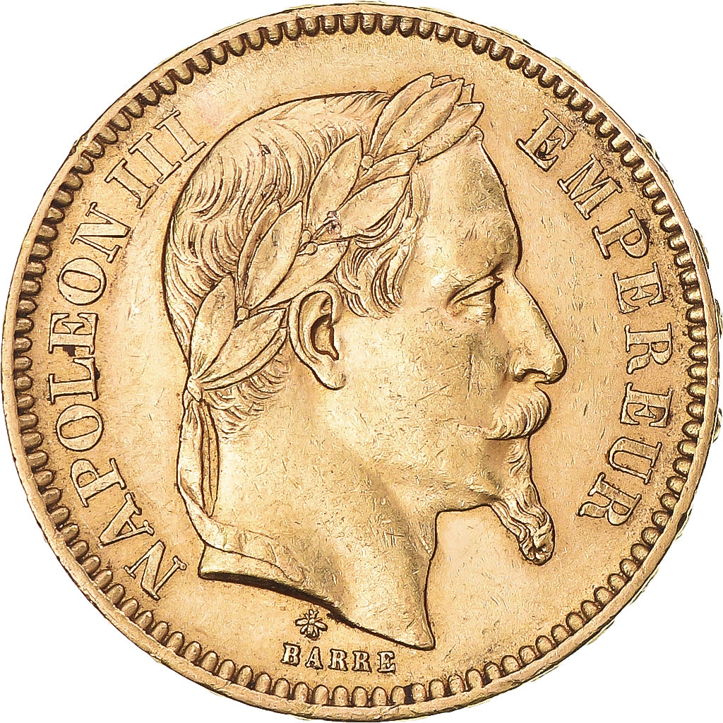 Moneta, Francia, Napoleon III, 20 Francs, 1865, Paris, BB+, Oro, KM:801.1