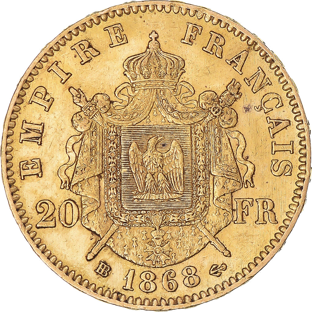 Münze, Frankreich, Napoleon III, 20 Francs, 1868, Strasbourg, SS+, Gold