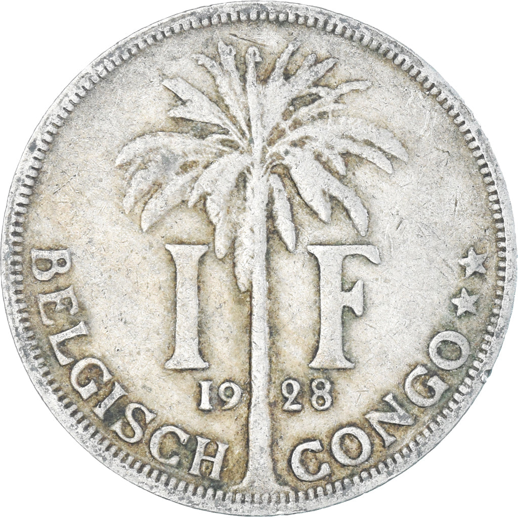 Coin, Belgian Congo, Albert I, Franc, 1928, VF(30-35), Copper-nickel, KM:21