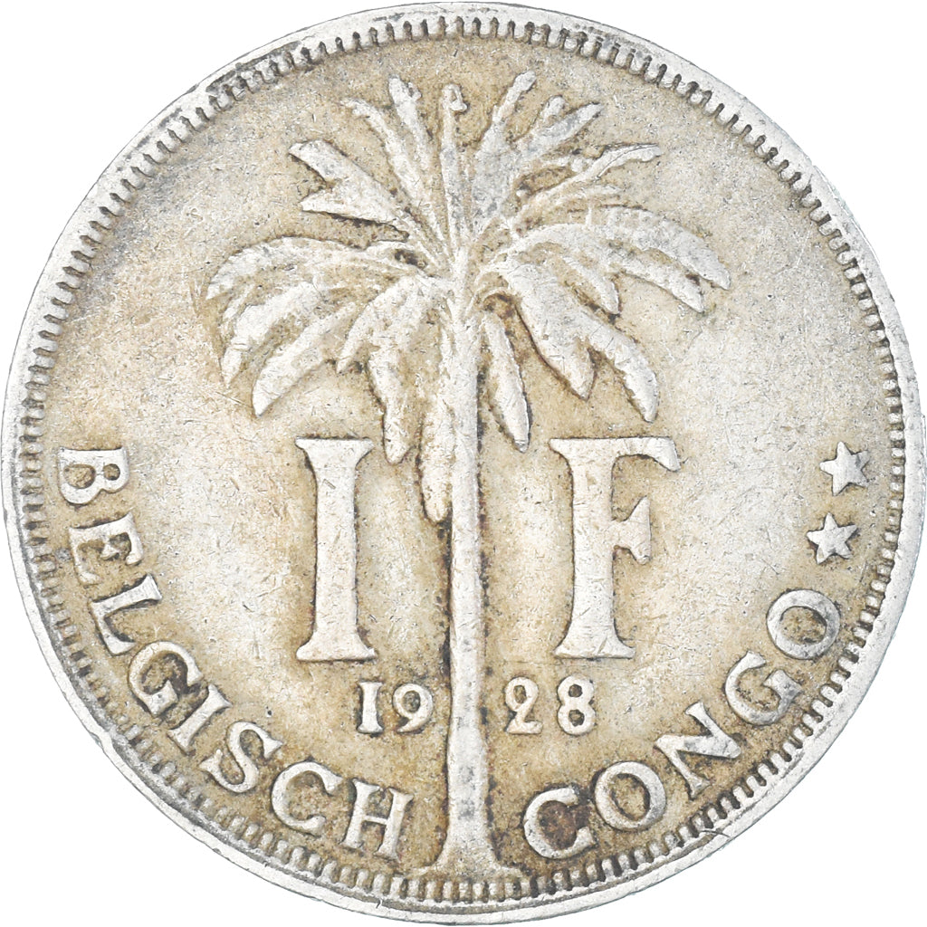 Coin, Belgian Congo, Albert I, Franc, 1928, VF(30-35), Copper-nickel, KM:21