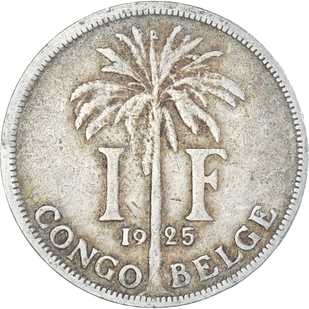 Moeda, Congo Belga, Albert I, Franc, 1925, VF(30-35), Cobre-níquel, KM:20