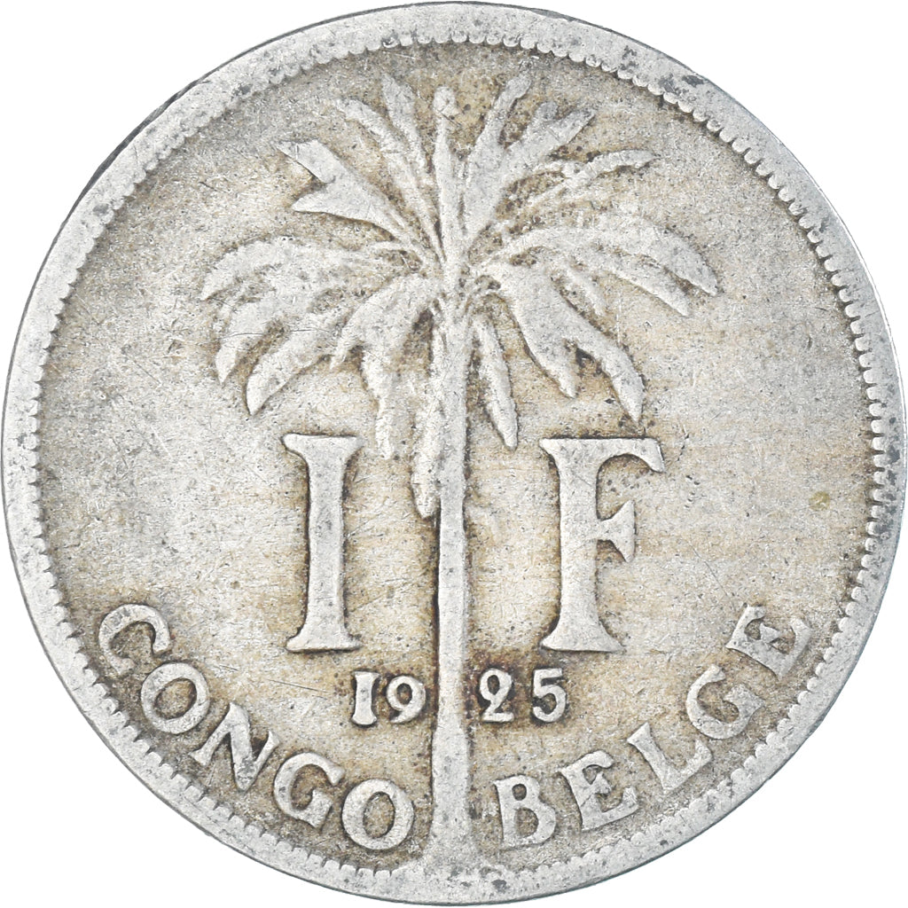 Coin, Belgian Congo, Albert I, Franc, 1925, VF(20-25), Copper-nickel, KM:20