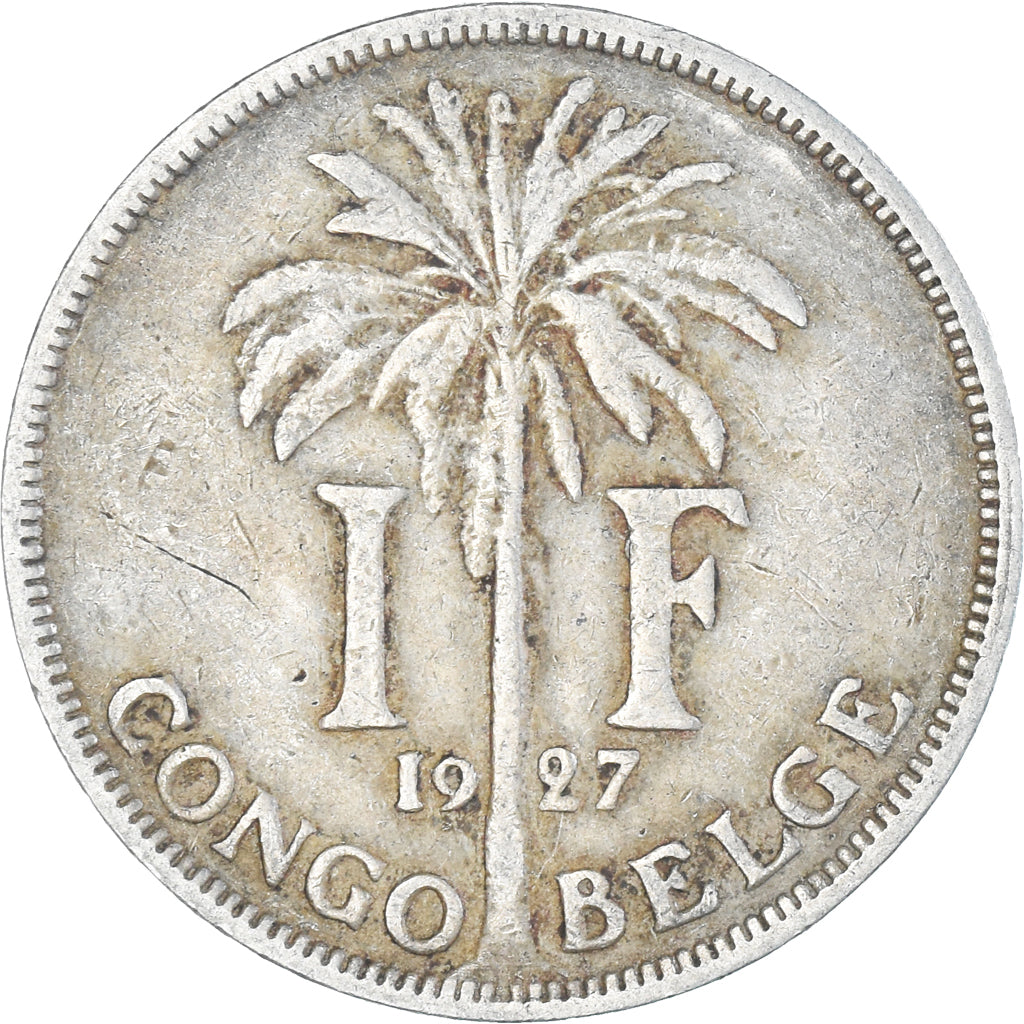 Coin, Belgian Congo, Albert I, Franc, 1927, EF(40-45), Copper-nickel, KM:20