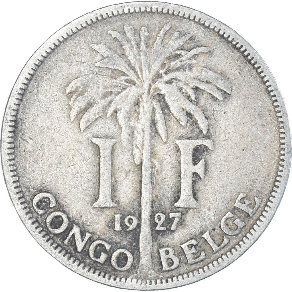 Coin, Belgian Congo, Albert I, Franc, 1927, VF(20-25), Copper-nickel, KM:20