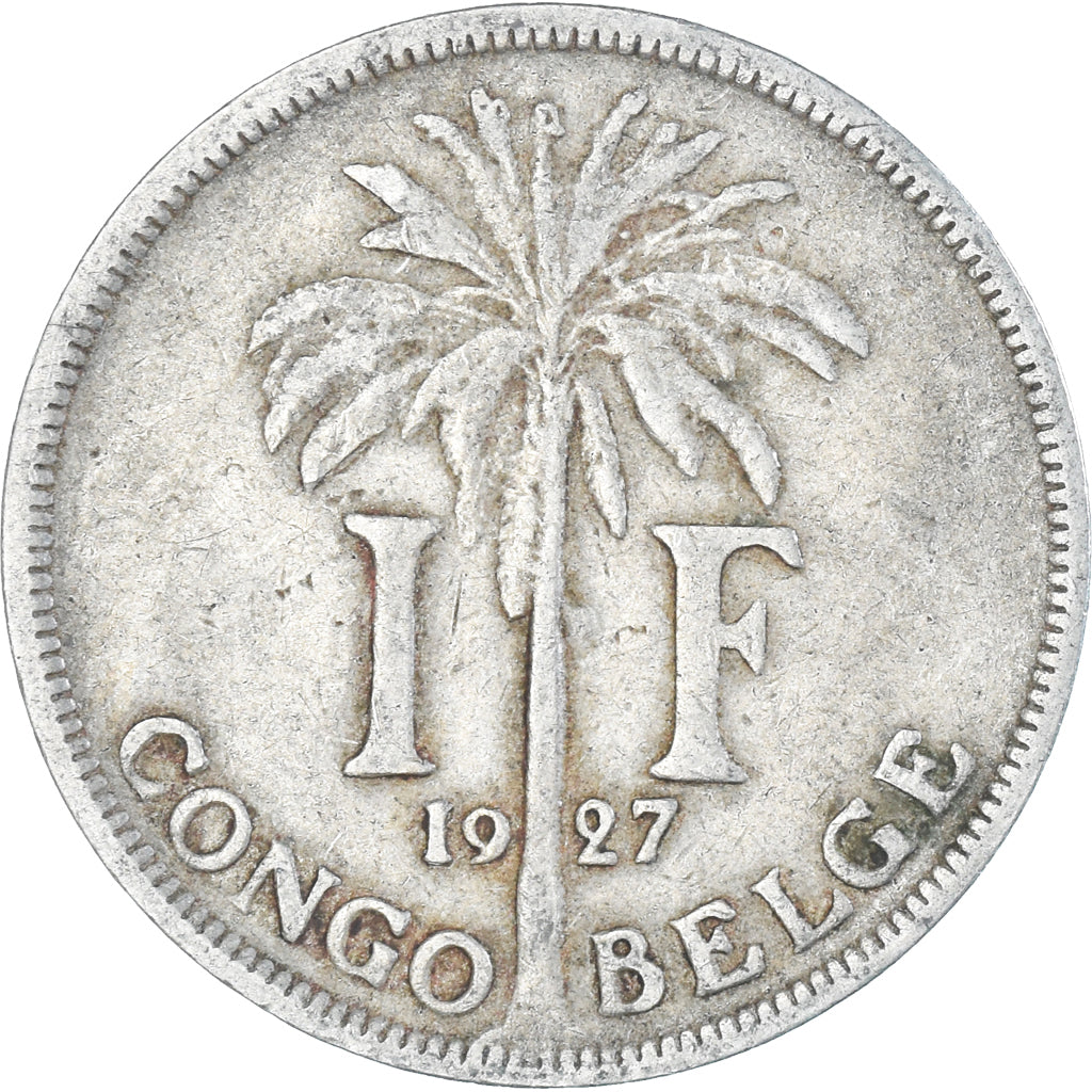 Moeda, Congo Belga, Albert I, Franc, 1927, VF(30-35), Cobre-níquel, KM:20