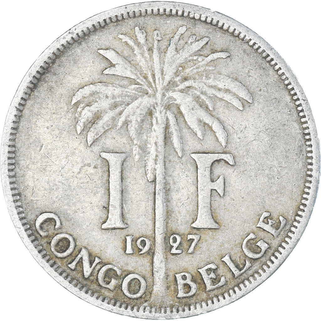 Coin, Belgian Congo, Albert I, Franc, 1927, VF(30-35), Copper-nickel, KM:20